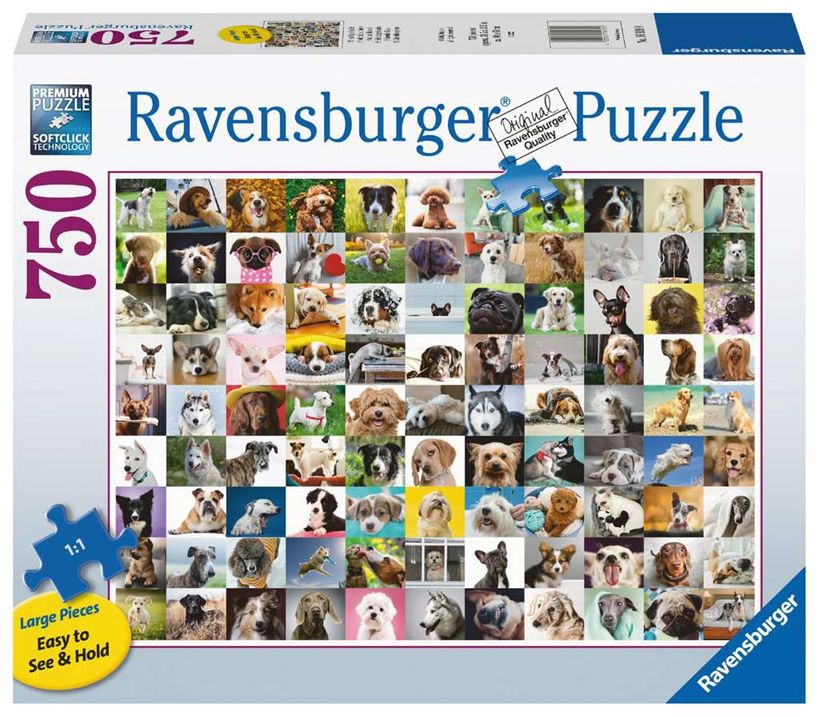 Ravensburger 750 Large Piece Puzzle - 99 Loveable Dogs