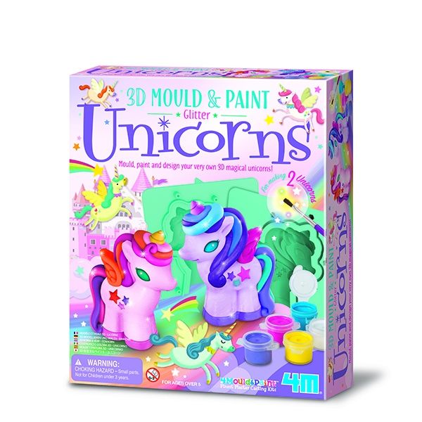 4M - Mould &amp; Paint 3D Glitter Unicorns