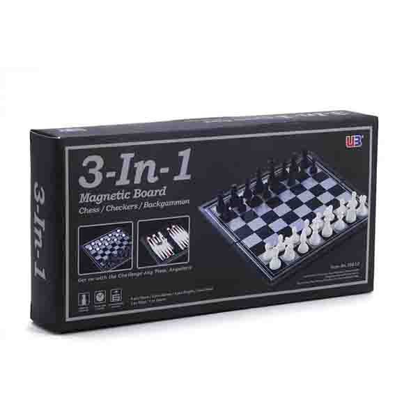 3-In-1 Magnetic &amp; Folding Chess/Checkers/Backgammon