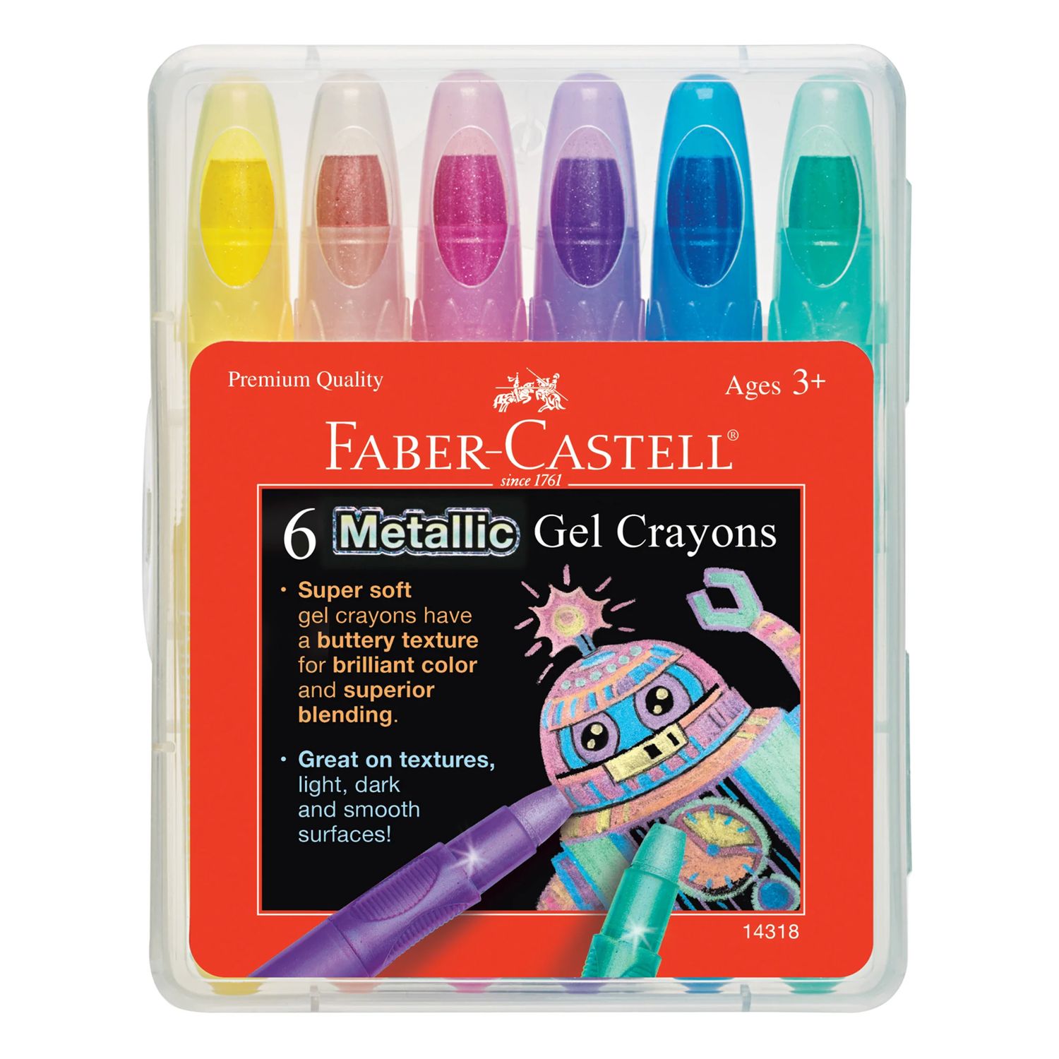 Faber-Castell - 6 Metallic Gel Crayons