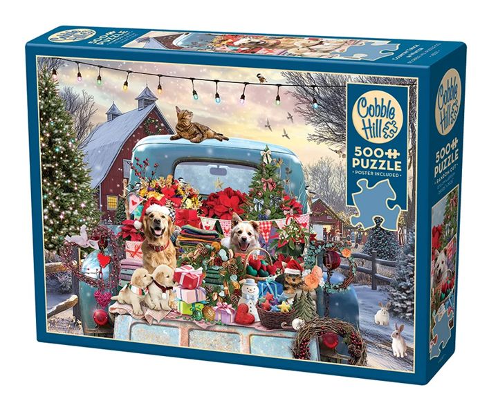 Cobble Hill 500 Piece Puzzle - Country Truck in Winter (AI Assistance)