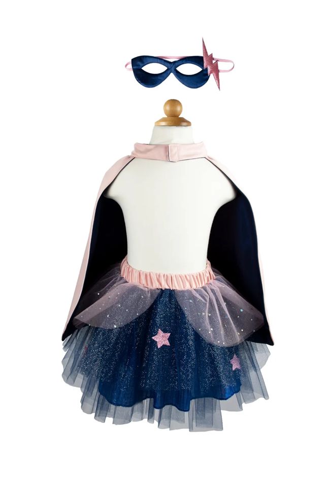 Great Pretenders - Pink/Navy Super-duper Tutu, Cape &amp; Mask