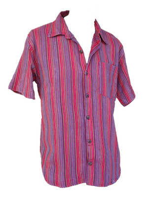 Pinstripe Collared Short Sleeve Shirt