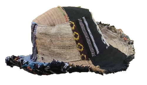 Patchwork Wide Brim Hemp Hat