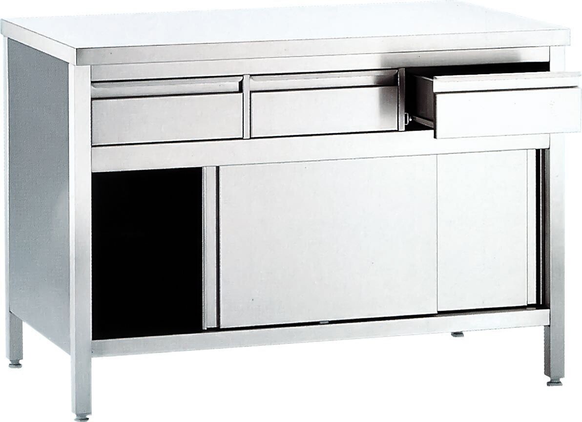 TABLE-ARMOIRE AVEC TIROIRS ET PORTES COULISSANTES