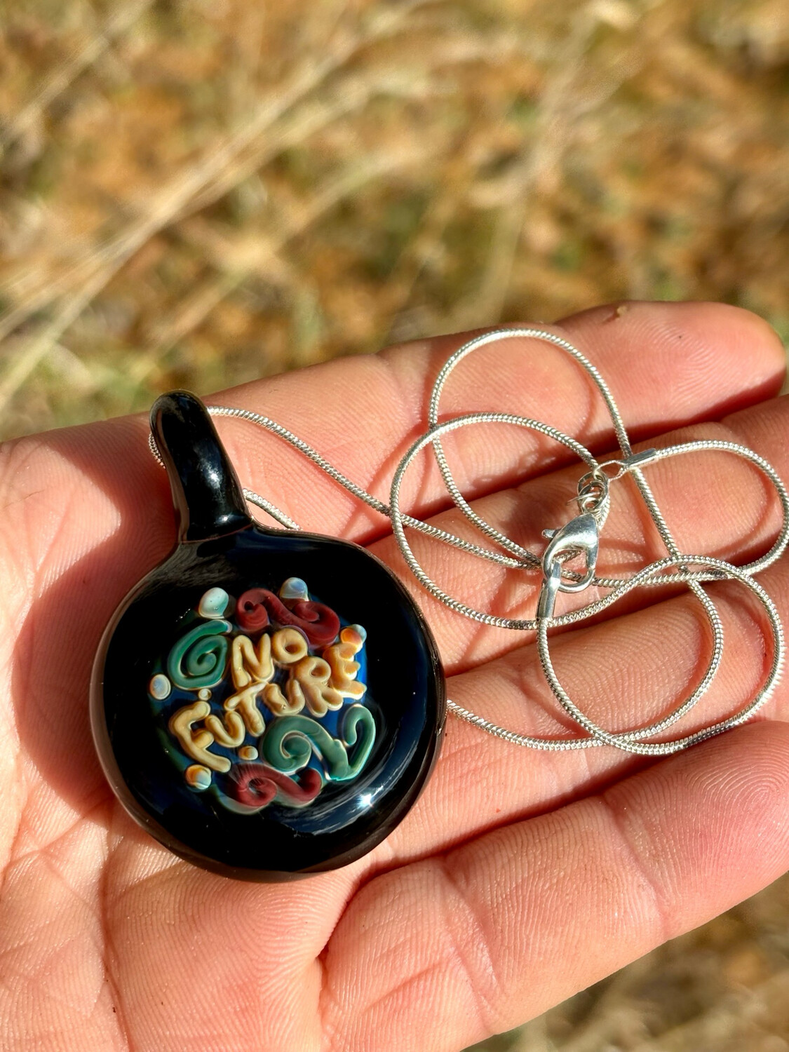 “no future” Glass Implosion Pendant