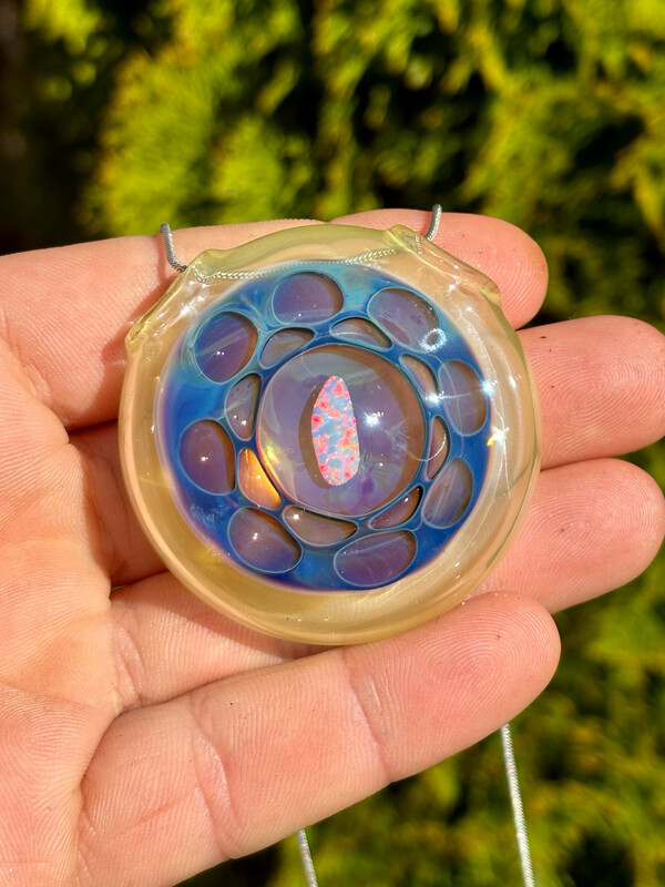 Glass Opal Honeycomb Pendant