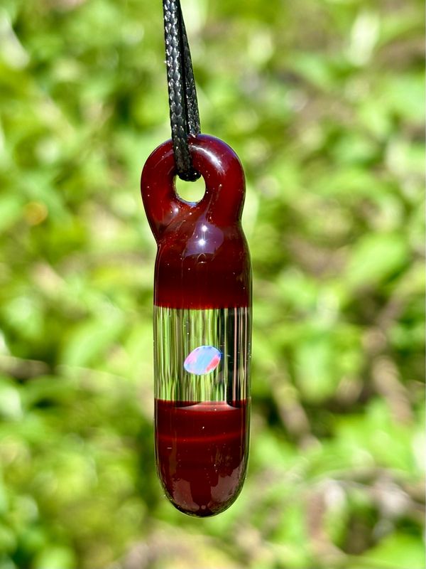 Glass Opal Pendant Necklace
