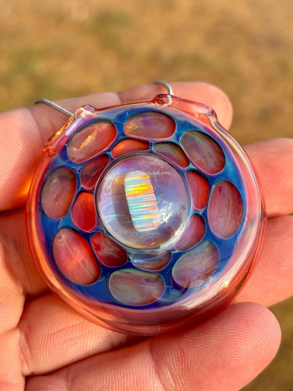 Glass Opal Honeycomb Pendant