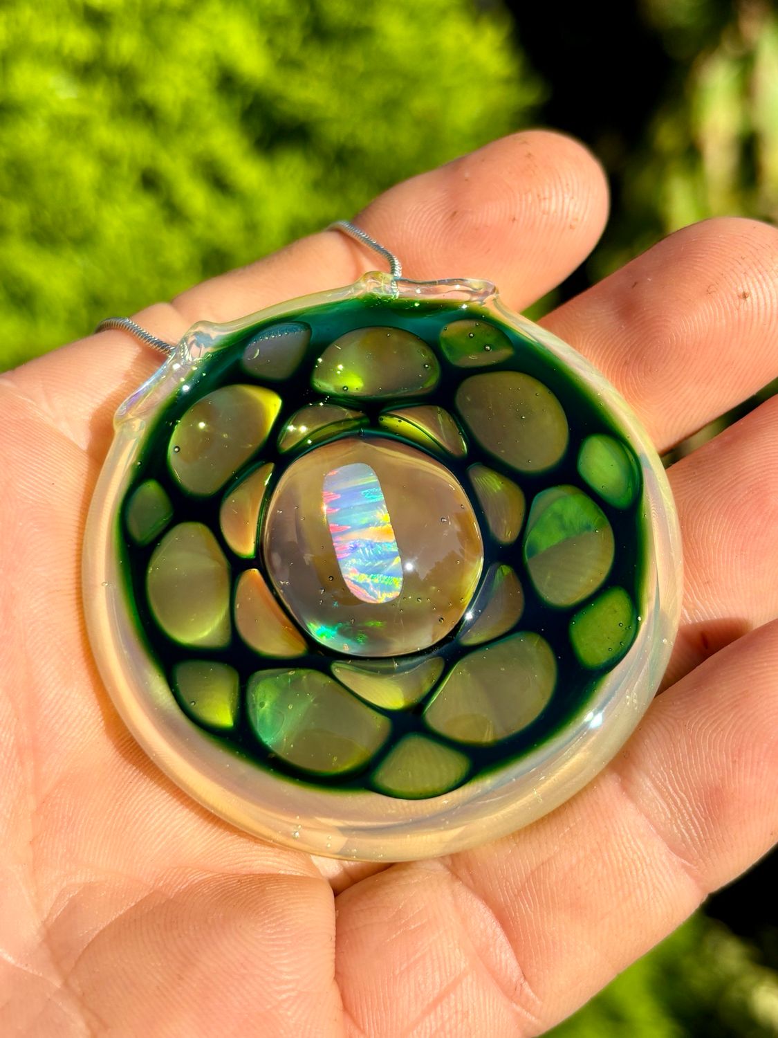 Opal Glass Honeycomb Pendant