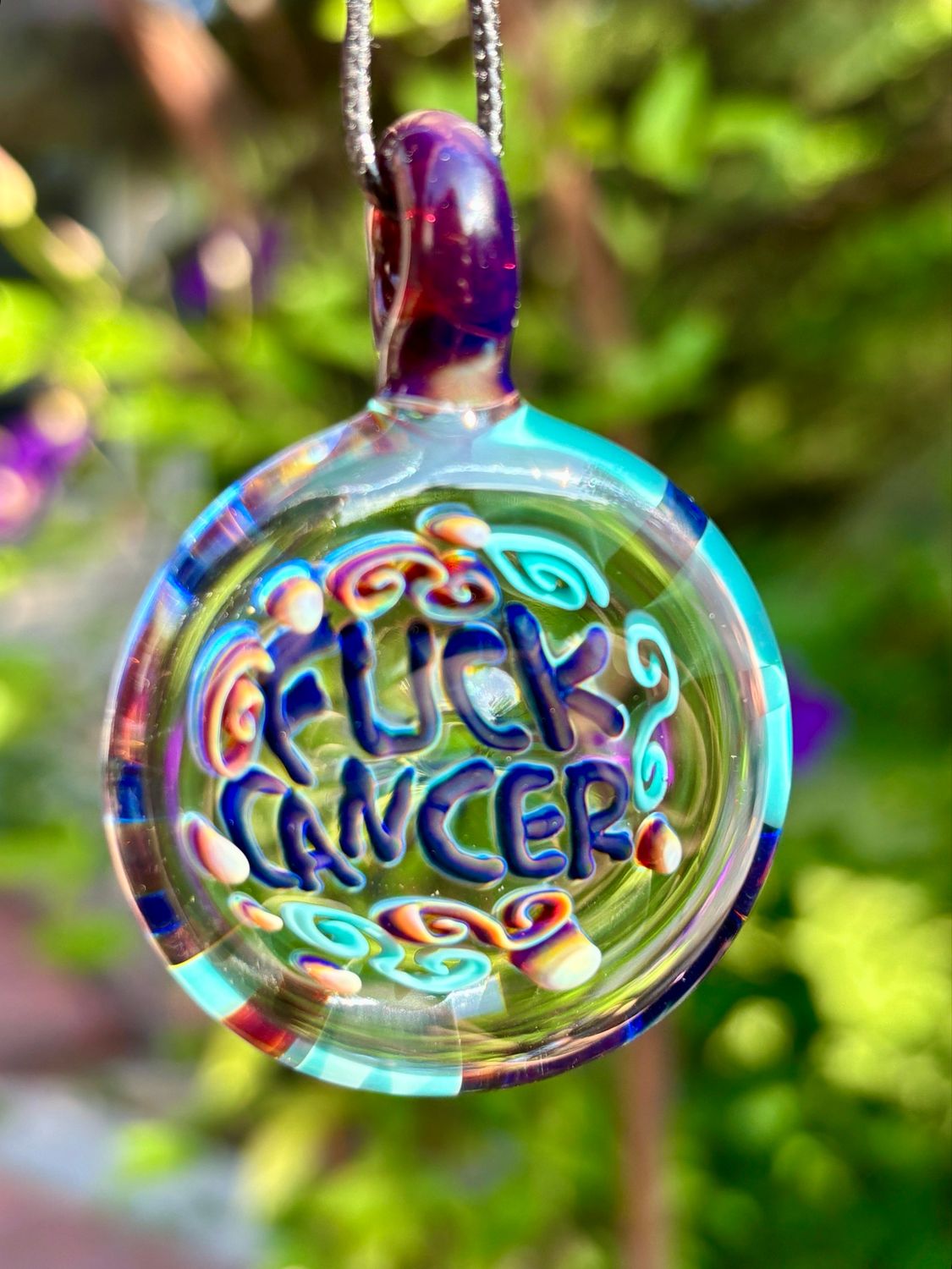 “Fuck Cancer” Glass Pendant