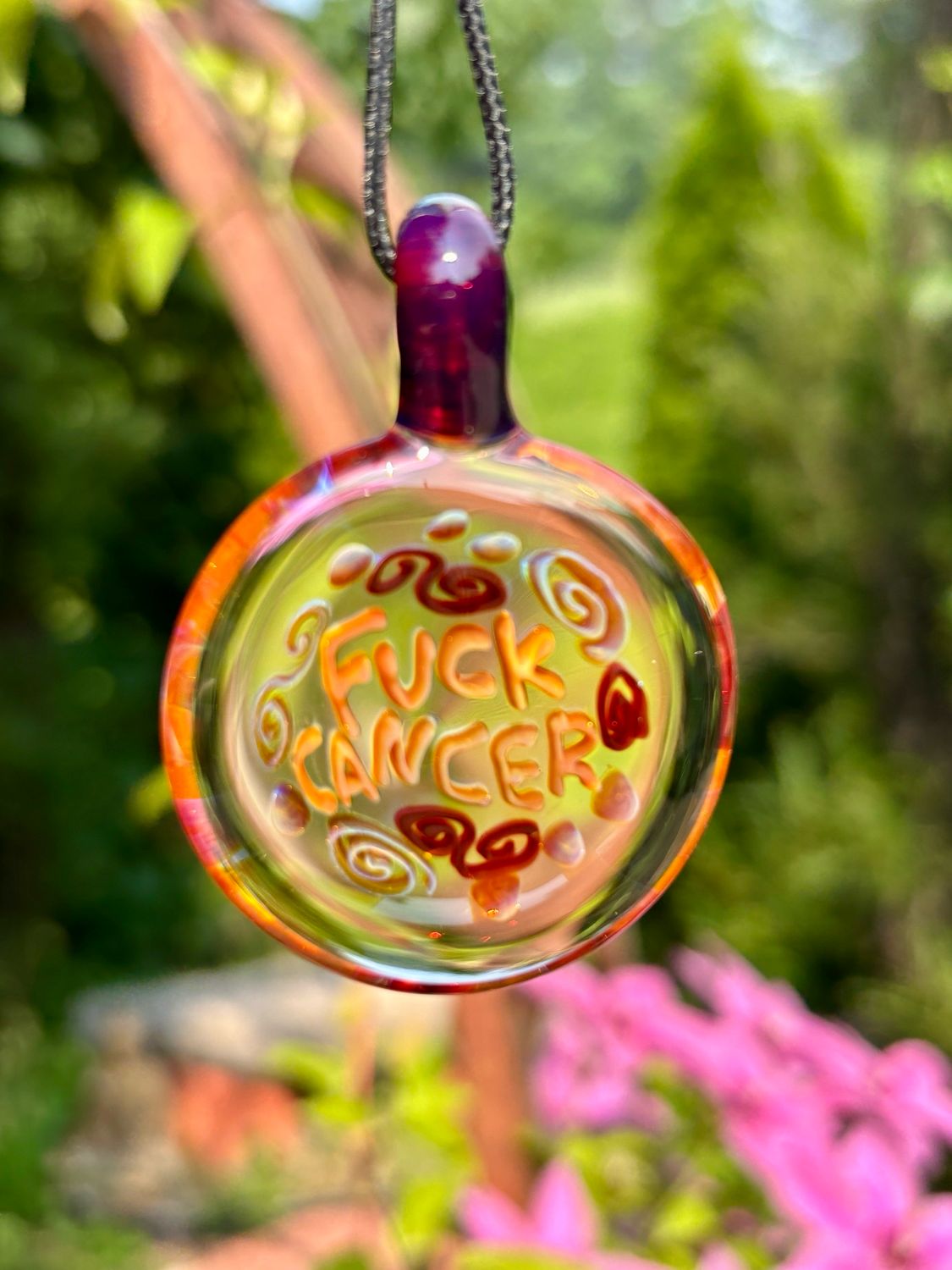 “Fuck Cancer” Glass Pendant Necklace