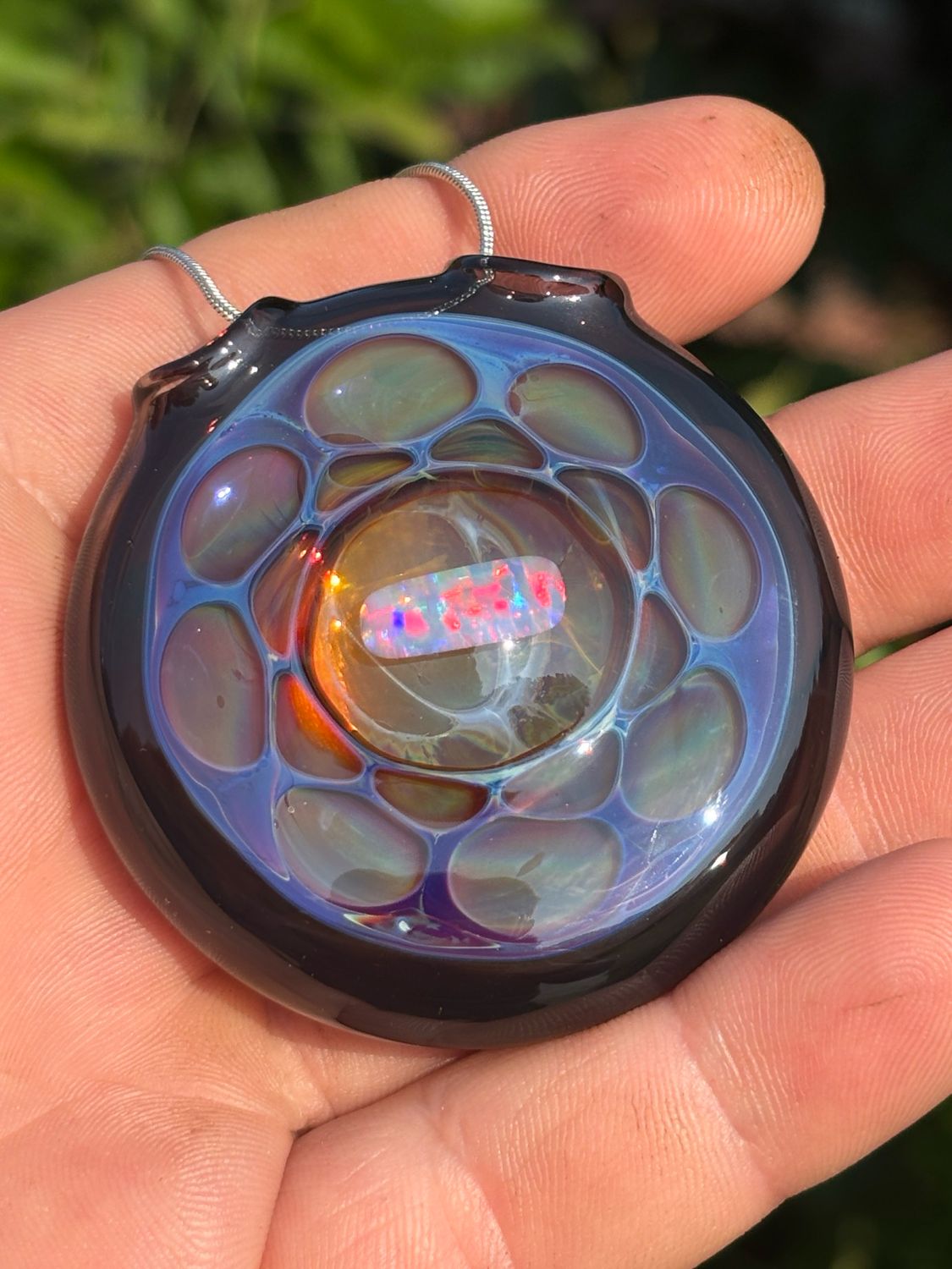 Opal Glass Honeycomb Pendant
