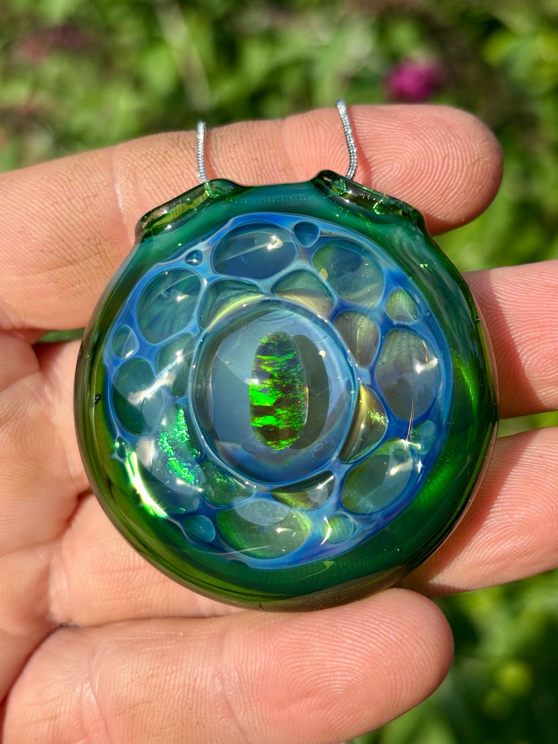 Glass Opal Honeycomb Pendant