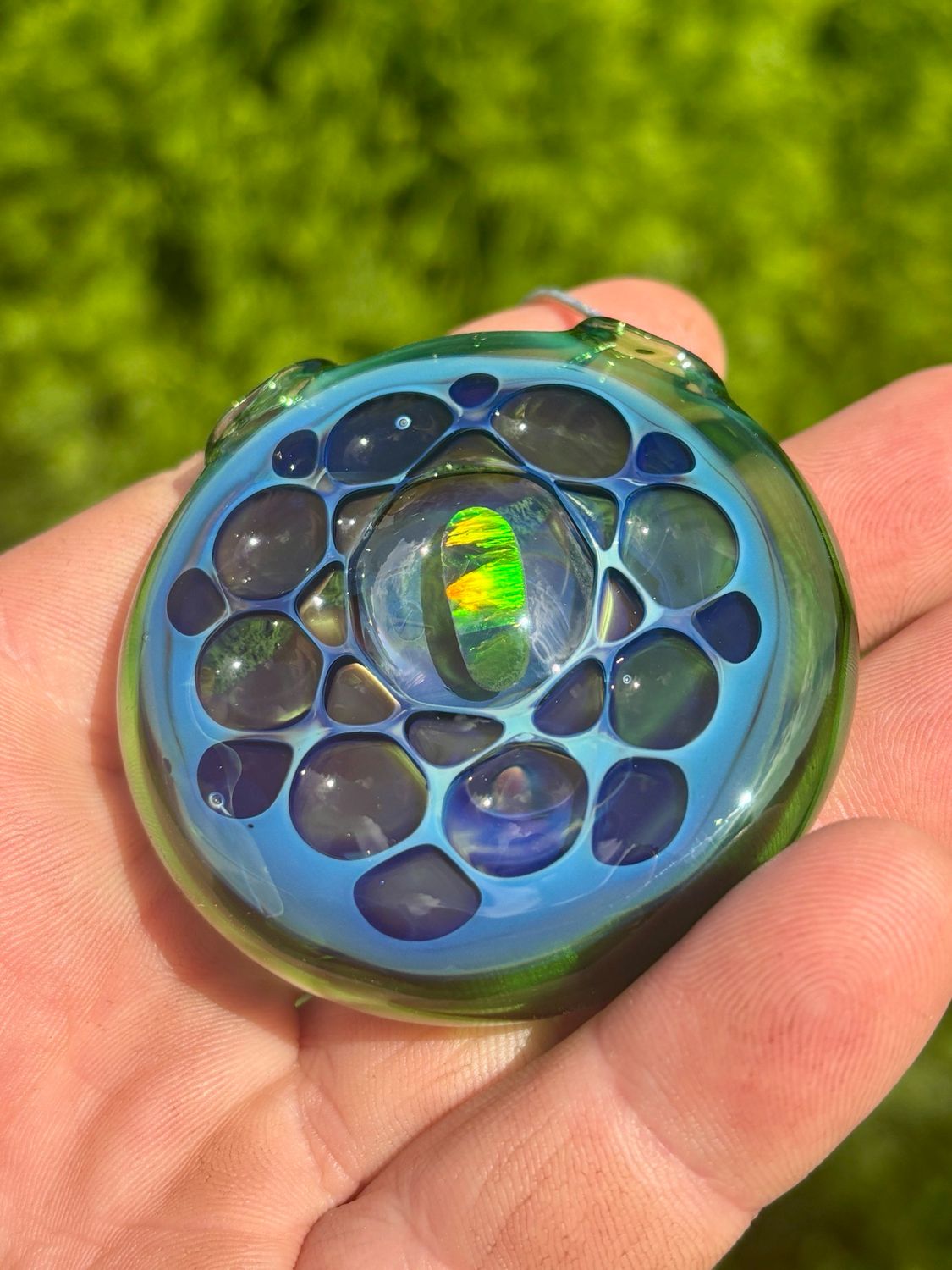 Glass Opal Honeycomb Pendant