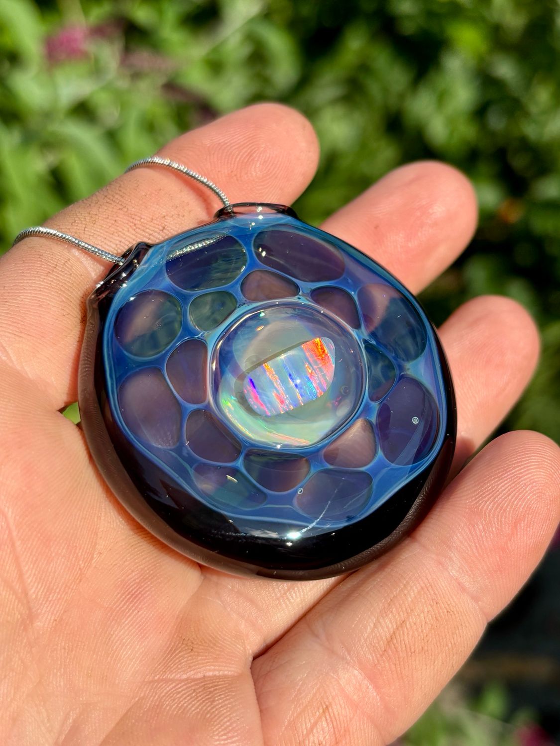 Glass Opal Honeycomb Pendant