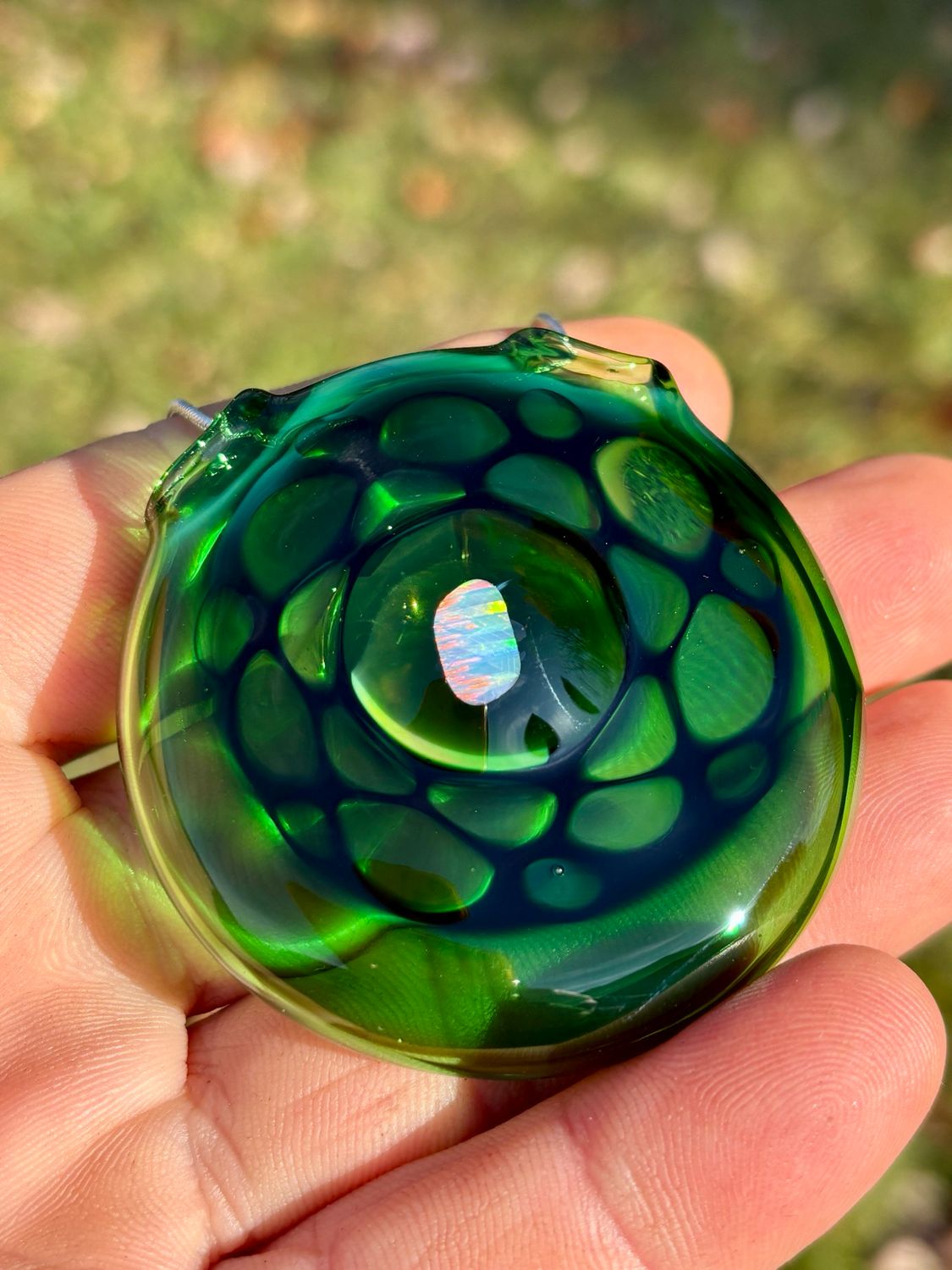 Opal Honeycomb Glass Pendant
