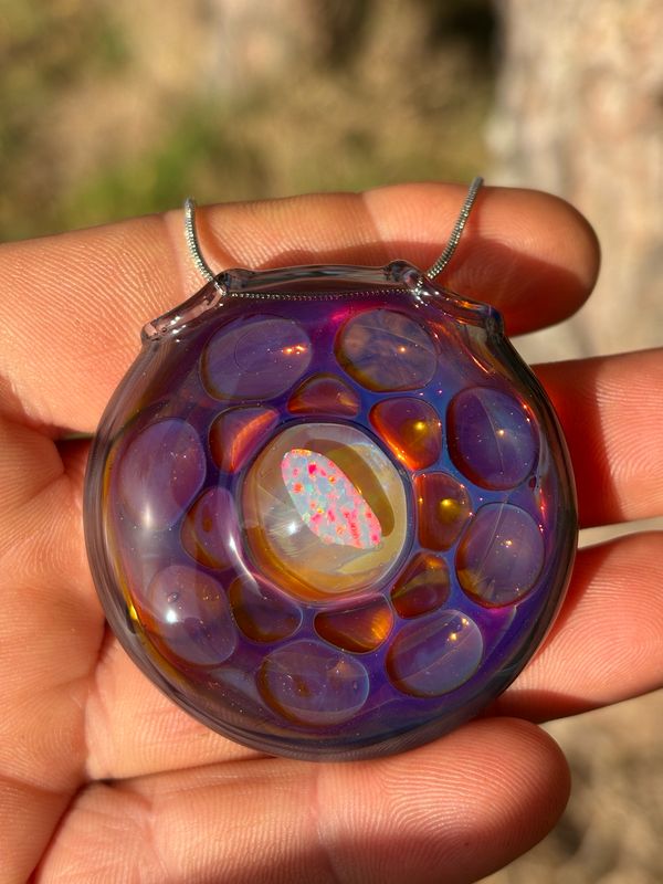 Opal Honeycomb Glass Pendant