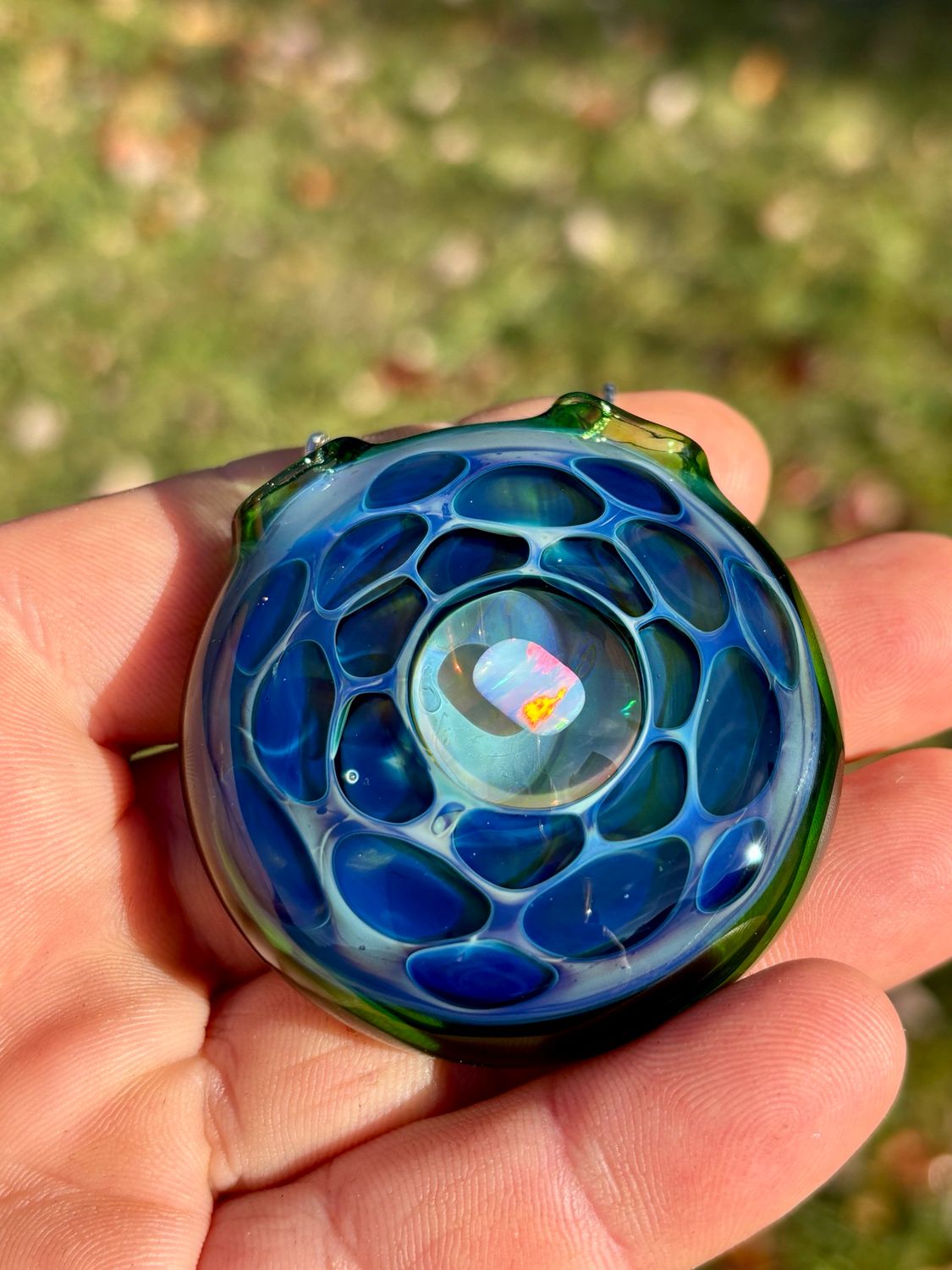 Opal Honeycomb Glass Pendant
