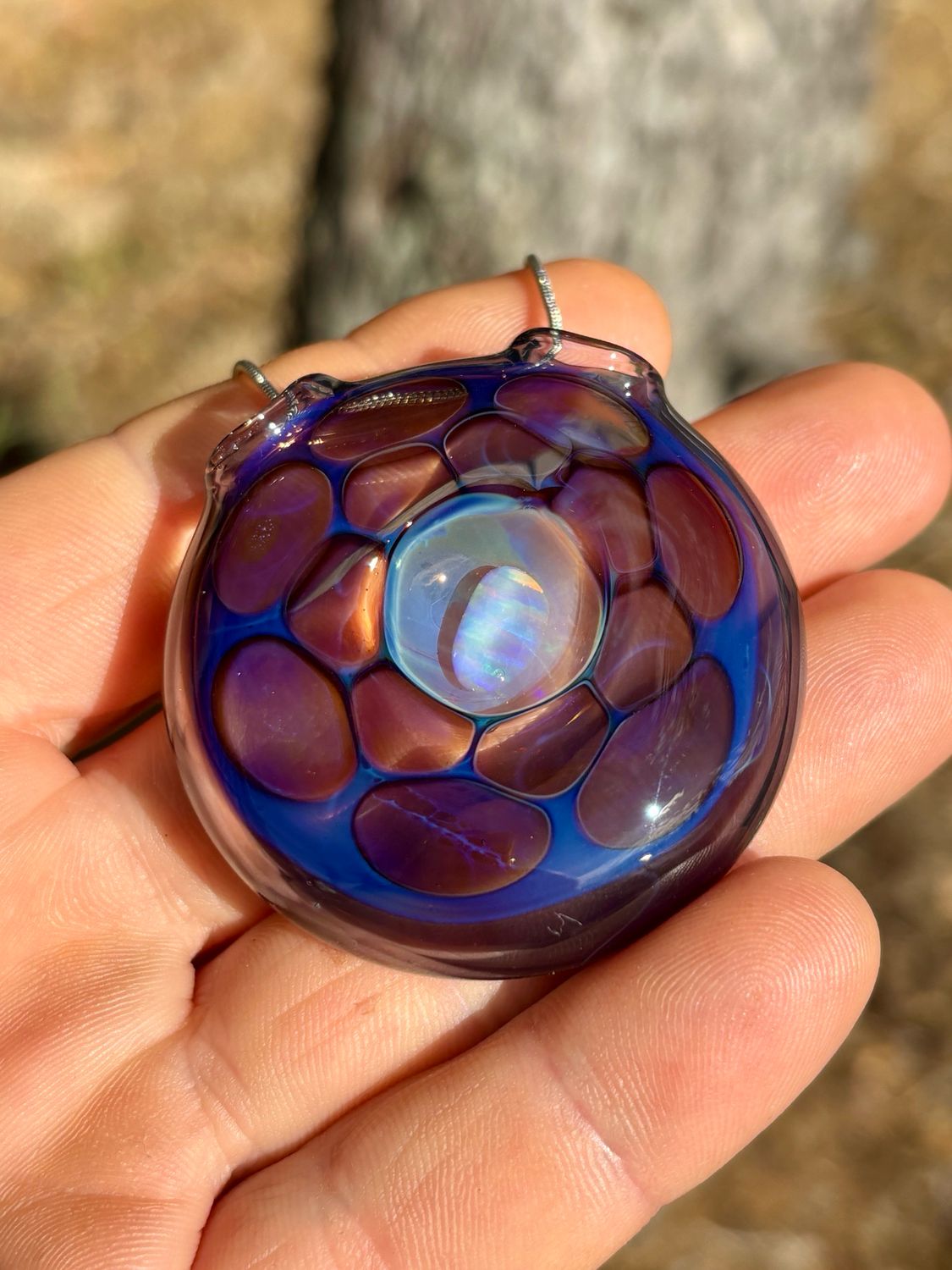 Opal Honeycomb Glass Pendant