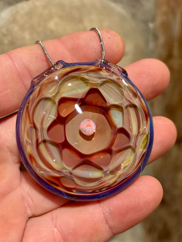 Opal Honeycomb Glass Pendant