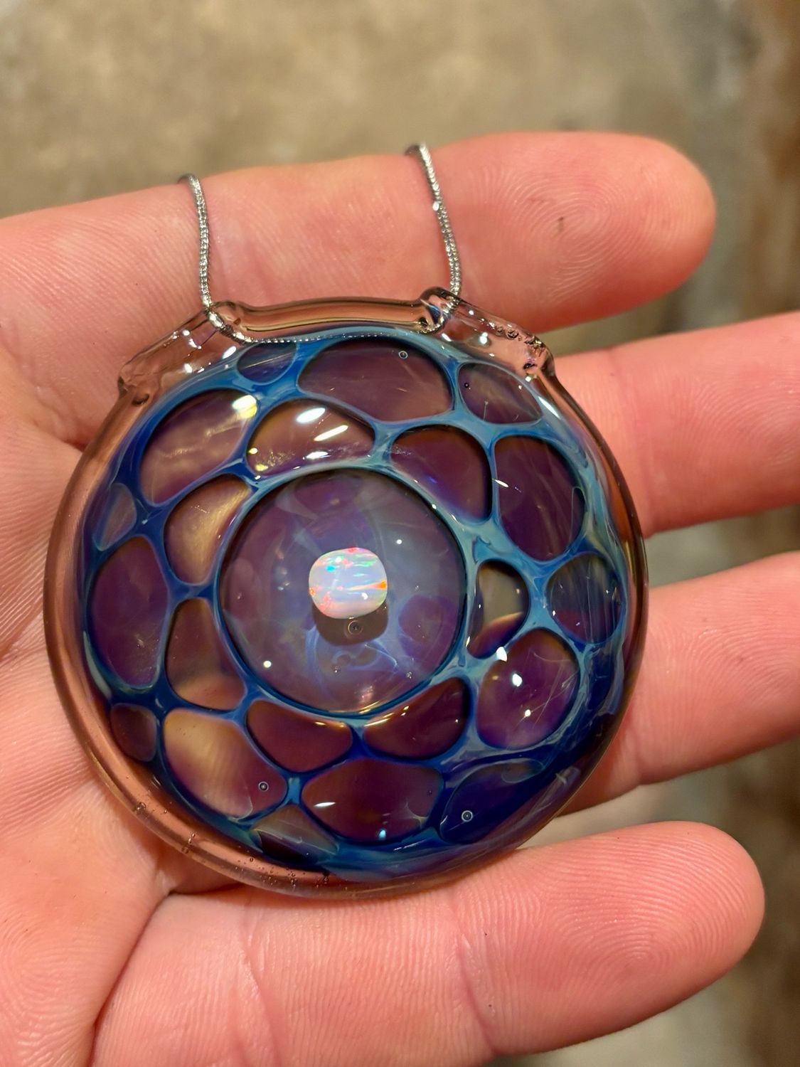 Opal Honeycomb Glass  Pendant