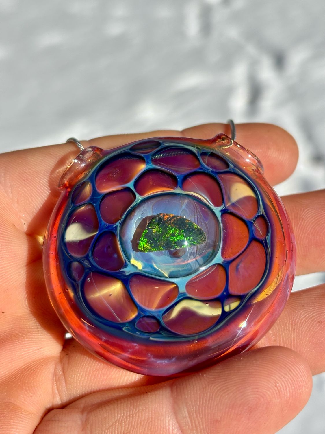 Opal Honeycomb Glass Pendant
