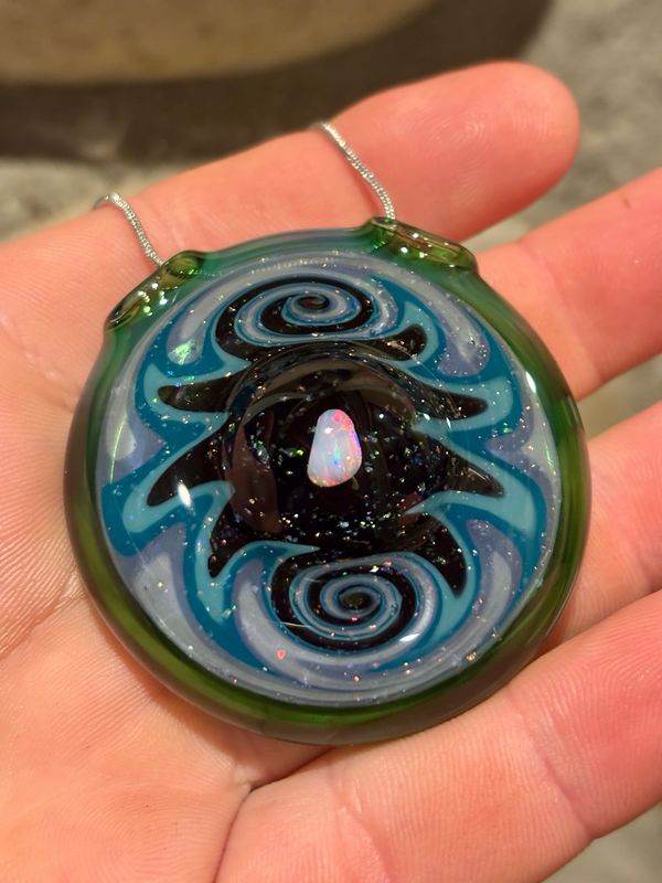 Crushed Opal Glass Pendant Necklace