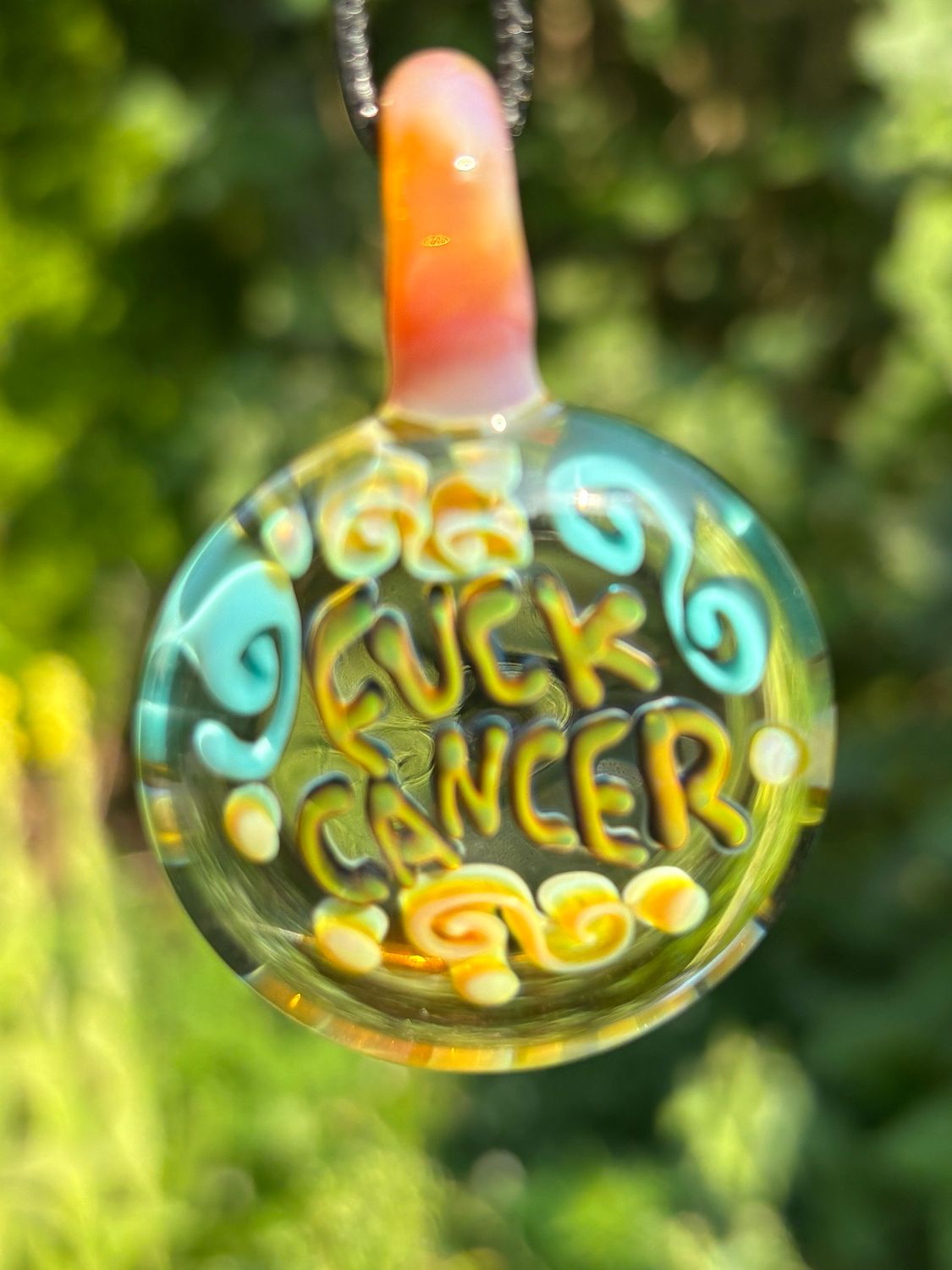 “F*ck Cancer” Glass Pendant Necklace