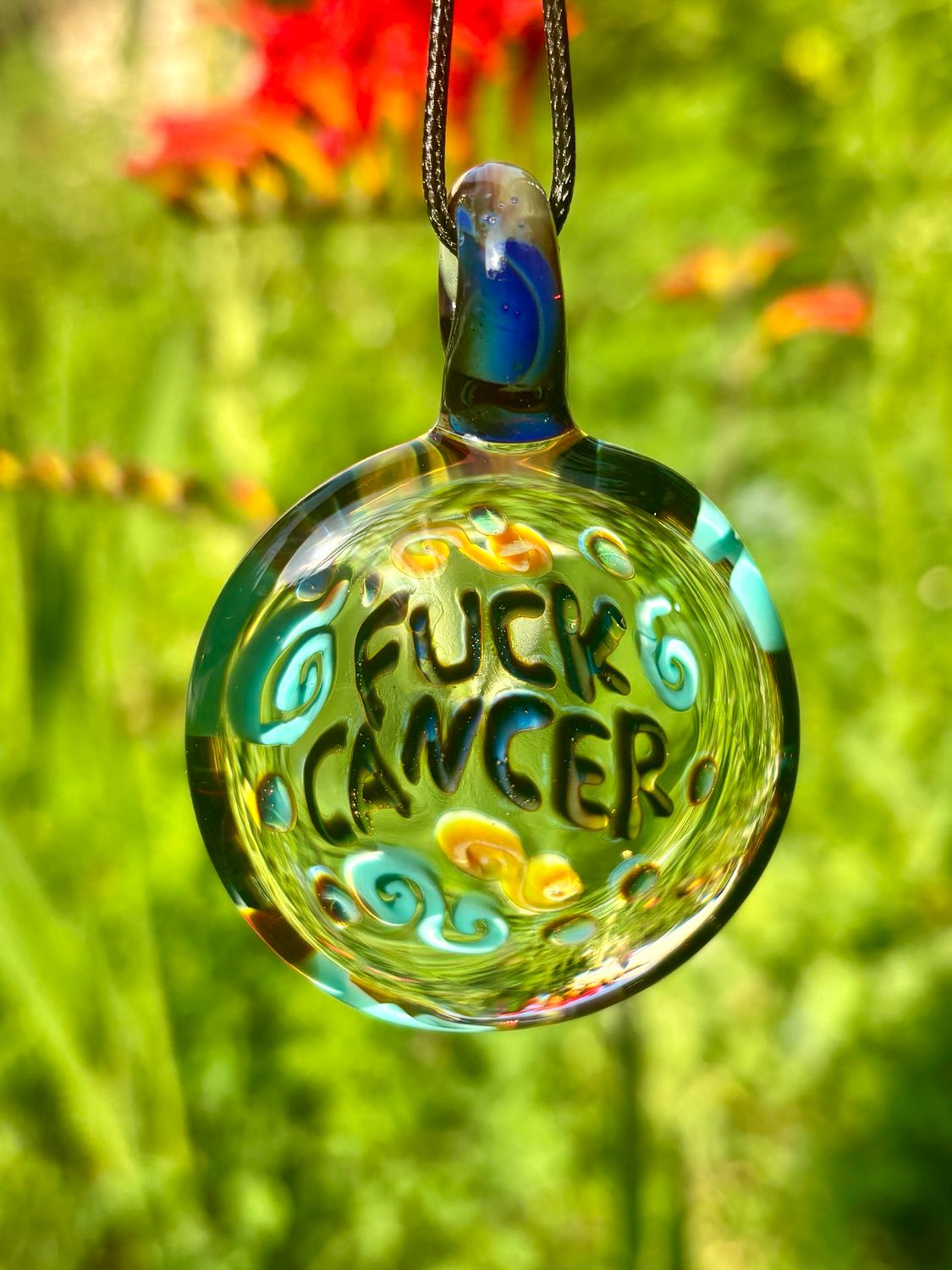 “F*ck Cancer” Glass Pendant Necklace