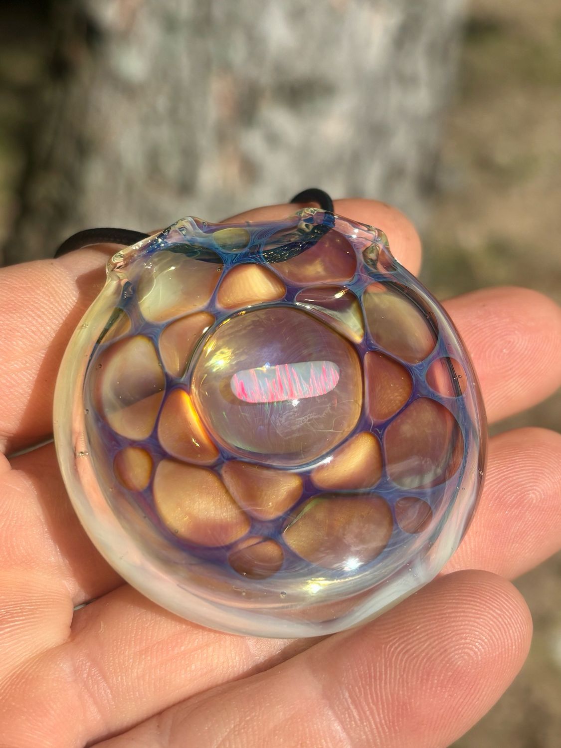 Opal Honeycomb Pendant Necklace