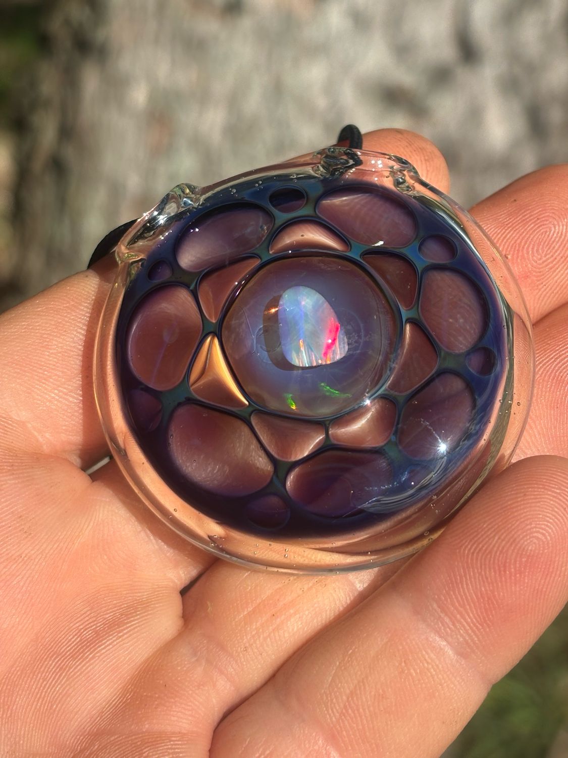 Opal Honeycomb Glass Pendant
