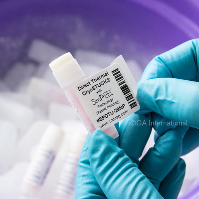 Direct Thermal Cryo Labels for Frozen Vials and Surfaces with SimPEEL™ Technology – 1” x 1” (PATENTED) #SPDTU-29