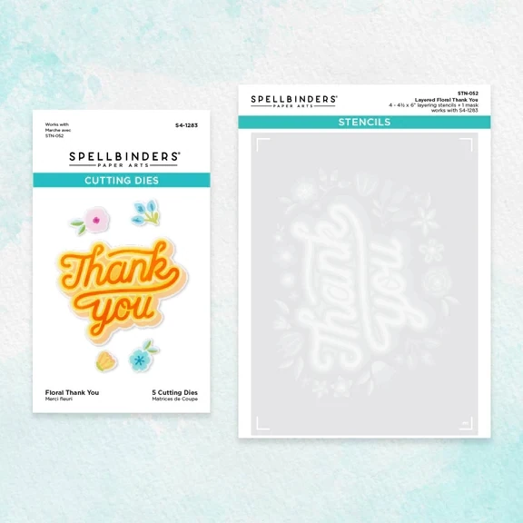 Floral Thank You Stencil And Die