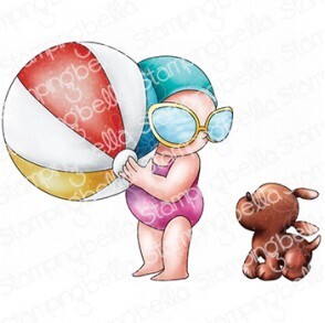 Summer Bundle Girl With A Beach Ball &amp; Puppy Stamp