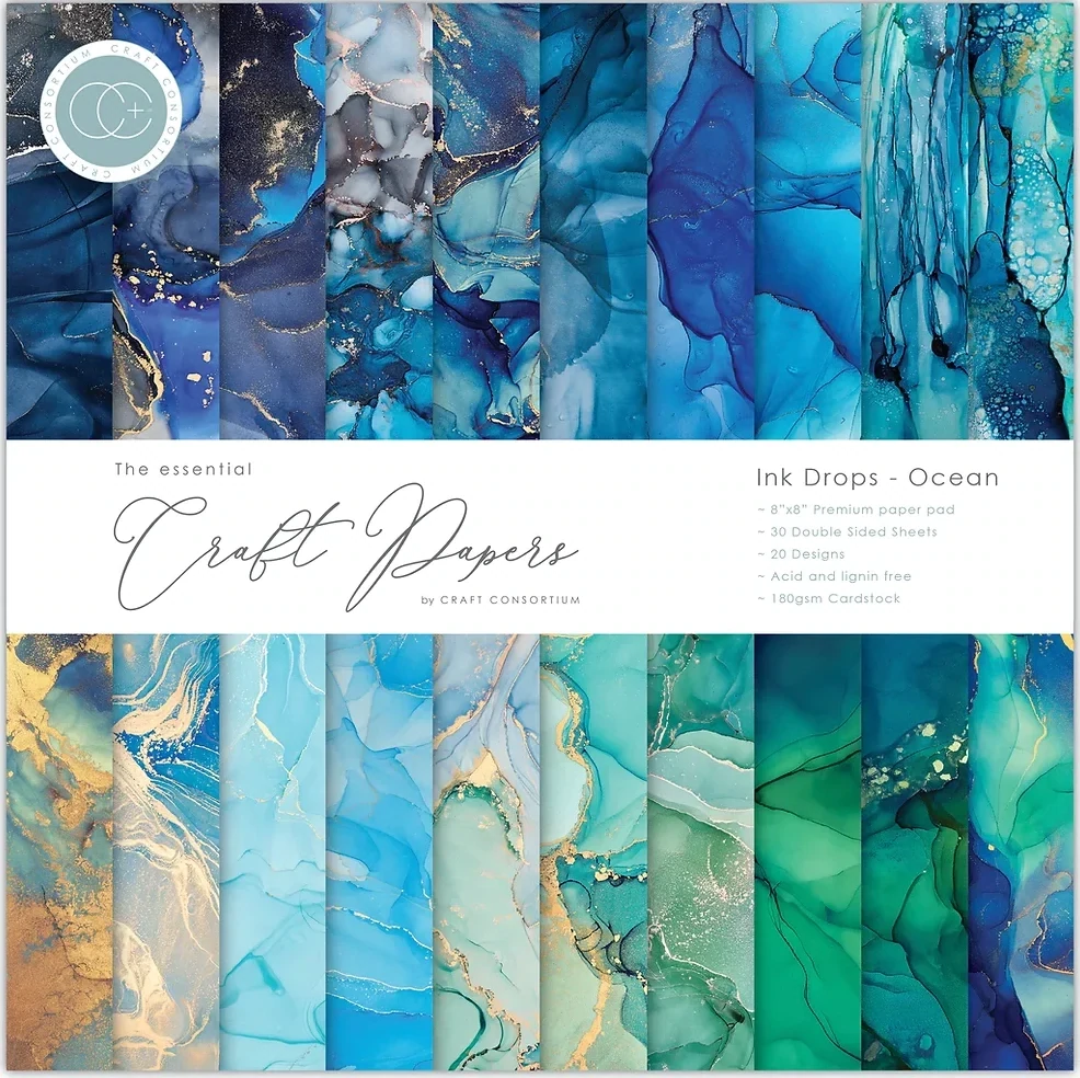 Ink Drops Ocean 8x8 Paper Pad