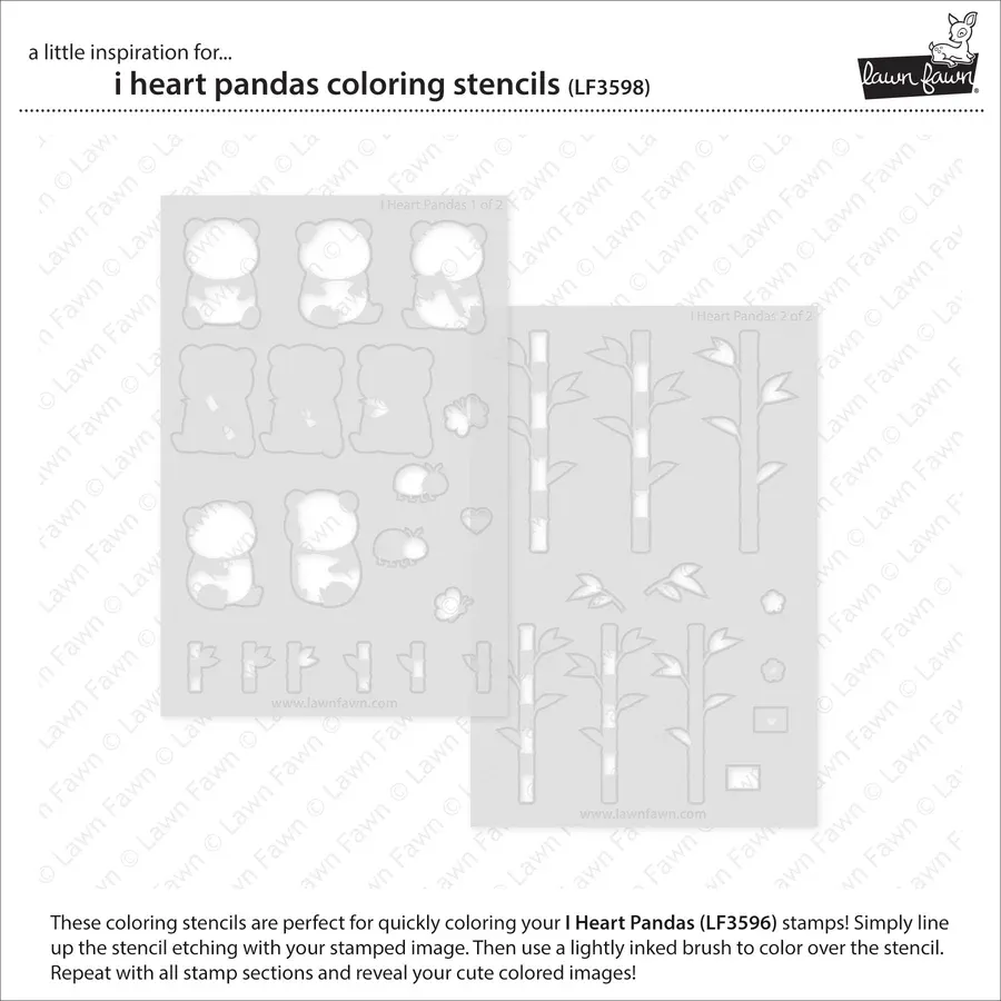 LF I Heart Pandas Coloring Stencils