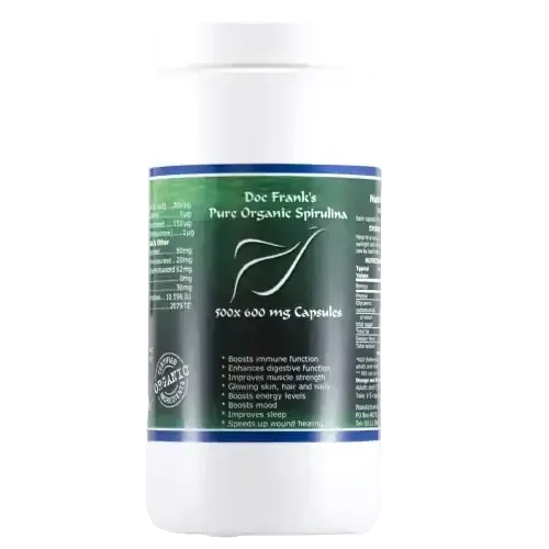 Spirulina (Pure Organic) 600mg 500 capsules