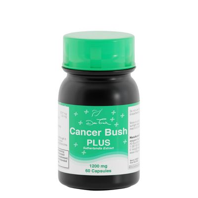 Bottle of Cancer Bush Plus 1200mg tablets – Sutherlandia frutescens immune support supplement.