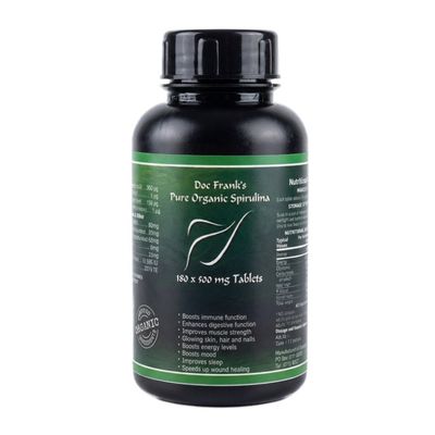 Organic Spirulina 500 mg tablets – 180-count bottle for daily nutritional support