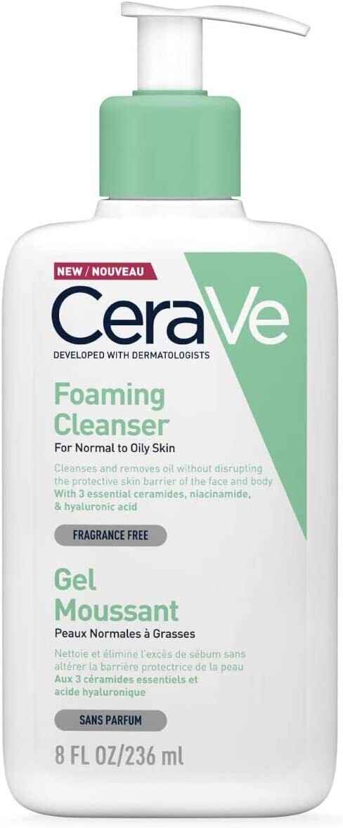 CeraVe Foaming Cleanser for Normal to Oily Skin 236ml with Niacinamide and 3 Essential Ceramides