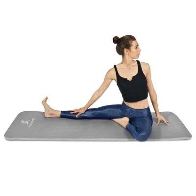 Extra Thick Yoga and Pilates Mat 1-in, Grey yoga mat workout mat