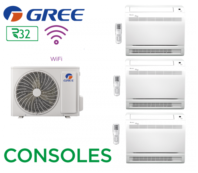 GREE Tri-split CONSOLES FM 28 + 2 FM CNS 9 + 1 FM CNS 12