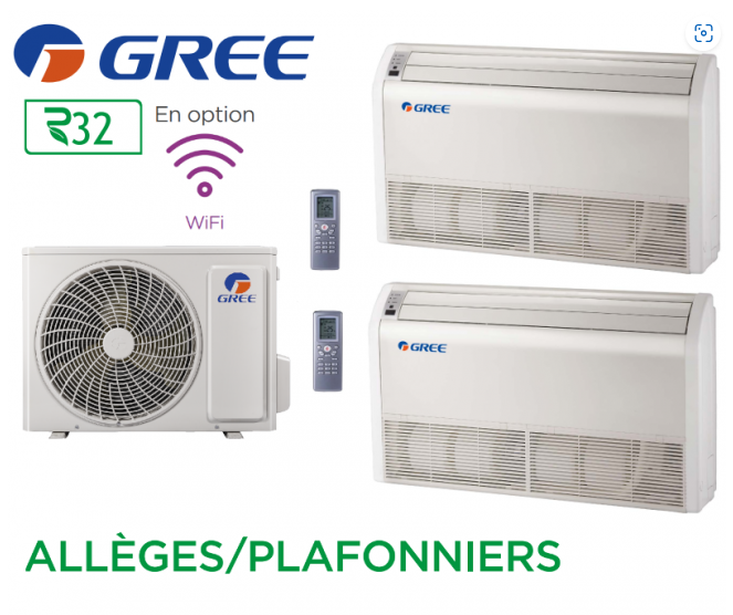 GREE Bi-split ALLÈGES/PLAFONNIERS FM 18 + 2 FM ST 9 R32