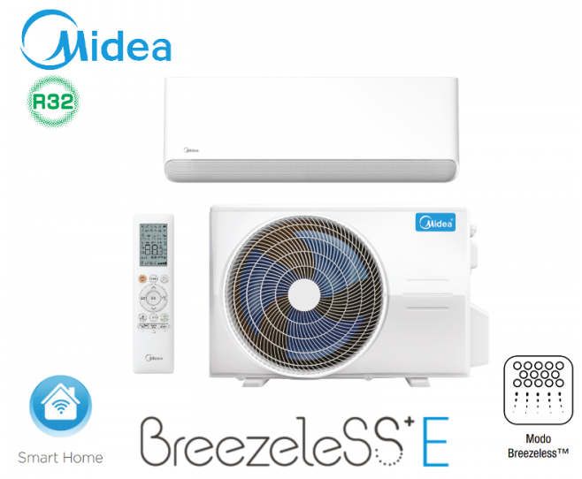 MIDEA Breezeless Ensemble monosplit mural 2.6KW R32
