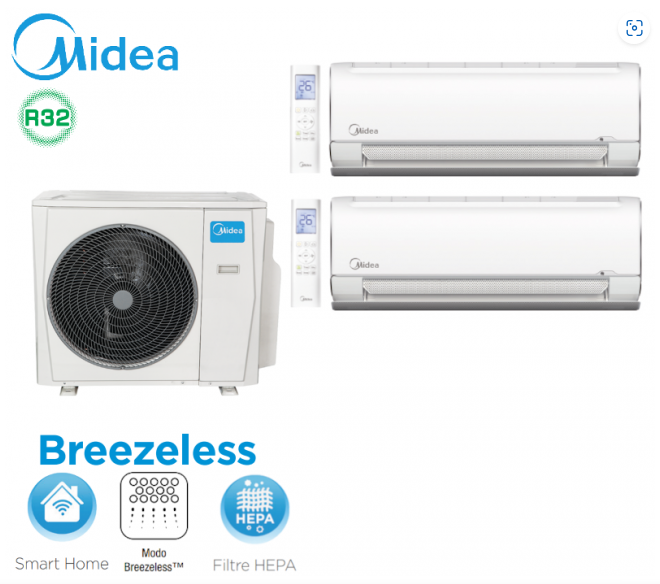 MIDEA Bi-split Breezeless M2OE-18HFN8-Q + 2 MSFAAU-09HRFN8