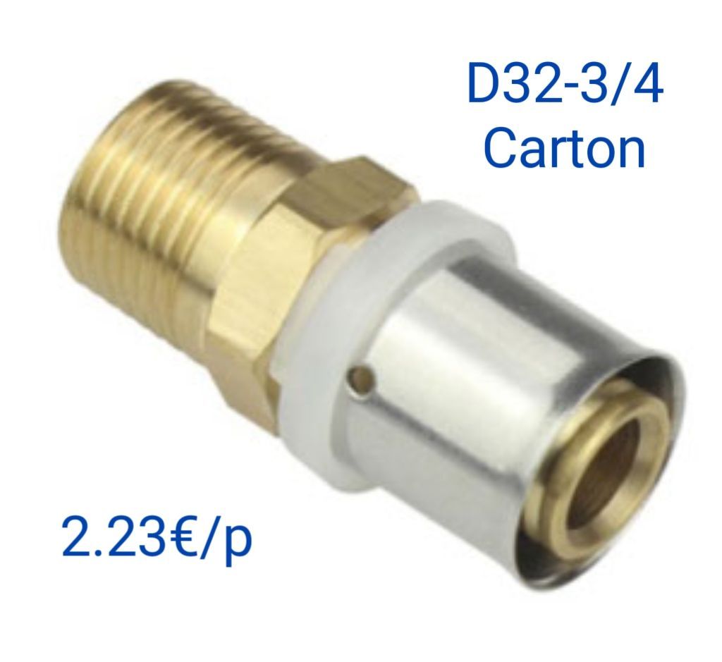 Raccord fixe mâle multicouche 32 3/4(20X27) Carton de 108