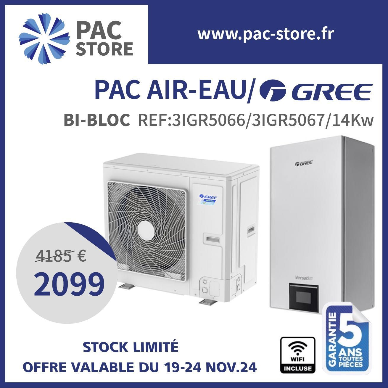 GREE - Pompe à chaleur air eau Versati III Split, 14 kWatts Monophasé