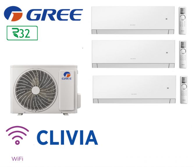 GREE Tri-split CLIVIA FM 28 + 2 FM CLIVIA 9 blanc + 1 FM CLIVIA 18 blanc GREE Tri-split CLIVIA FM 28 + 2 FM CLIVIA 9 blanc + 1 FM CLIVIA 18 blanc