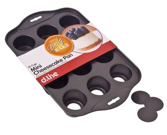 Stampo Per Cheesecake In Acciaio Al Carbonio - Teglia Da 12 Mini Cheesecake Con Fondi Rimovibili - Antiaderente - Chicago Metallic Bakeware - Per Muffin E Torte